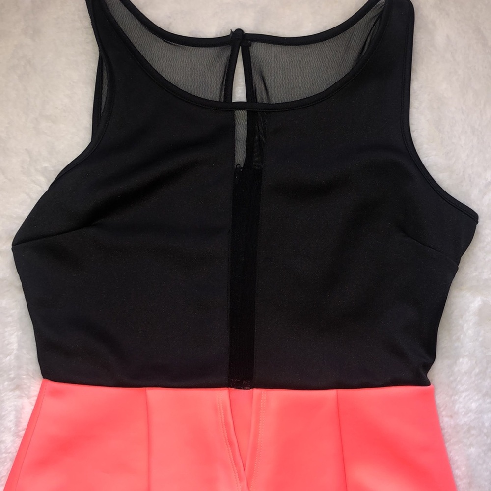 Charlotte Russe black and neon orange peplum dress - Picture 2 of 6